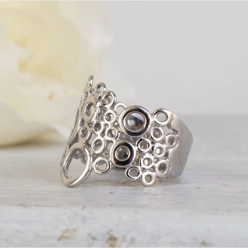 14K White Gold Circles Ring