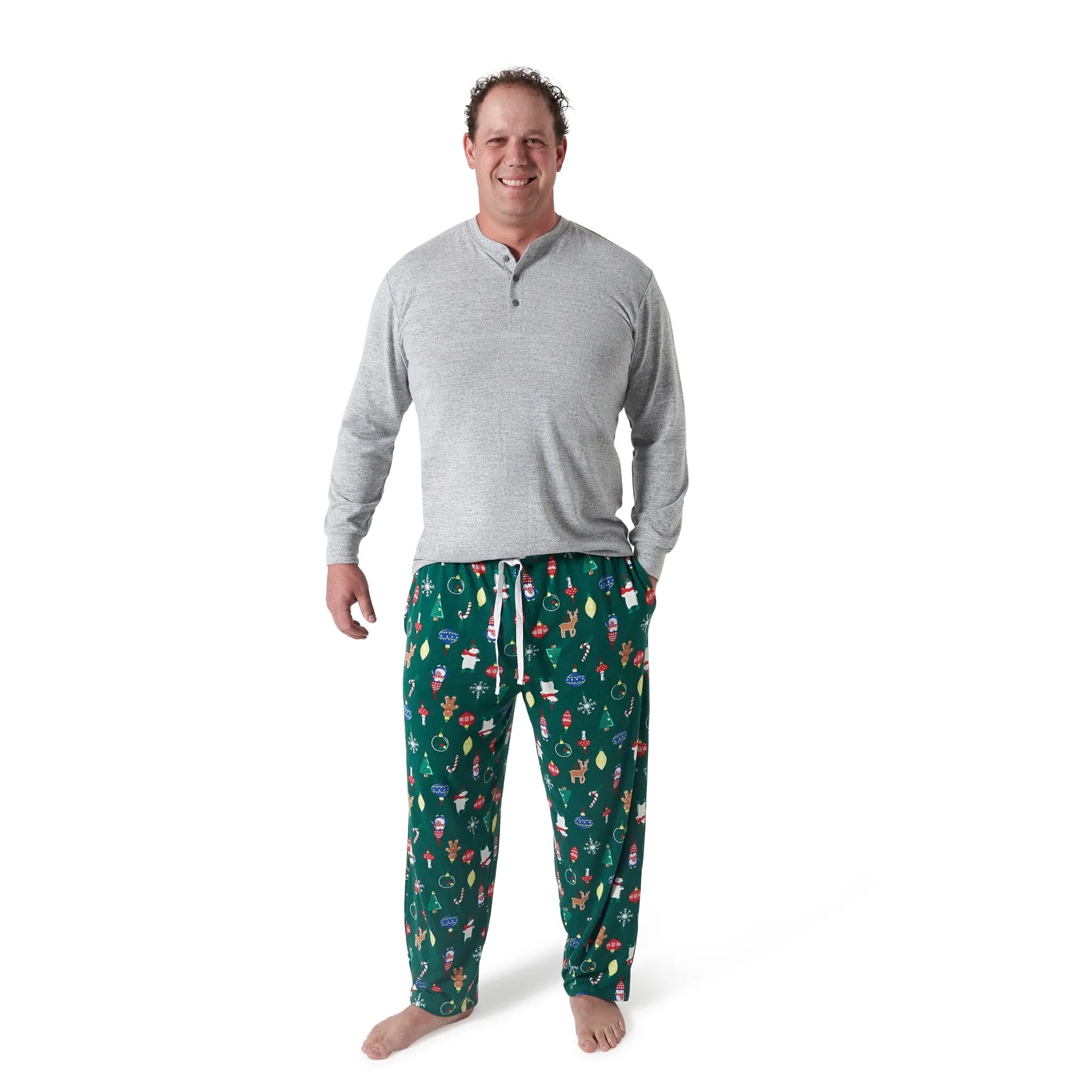 2-Piece Men's Ornaments Hacci Pajama Set