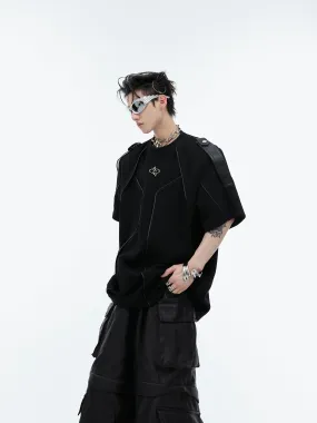 【24s Jun.】Deconstructed 3D Design Spliced Shoulder Strap T-shirt