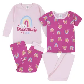 4-Piece Infant & Toddler Girls Rainbows Snug Fit Cotton Pajamas