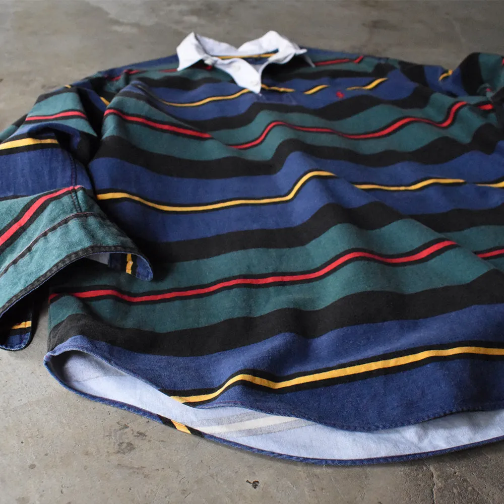 90's Polo Ralph Lauren シャツ袖 マルチボーダー ラグビーシャツ 240327 S2065