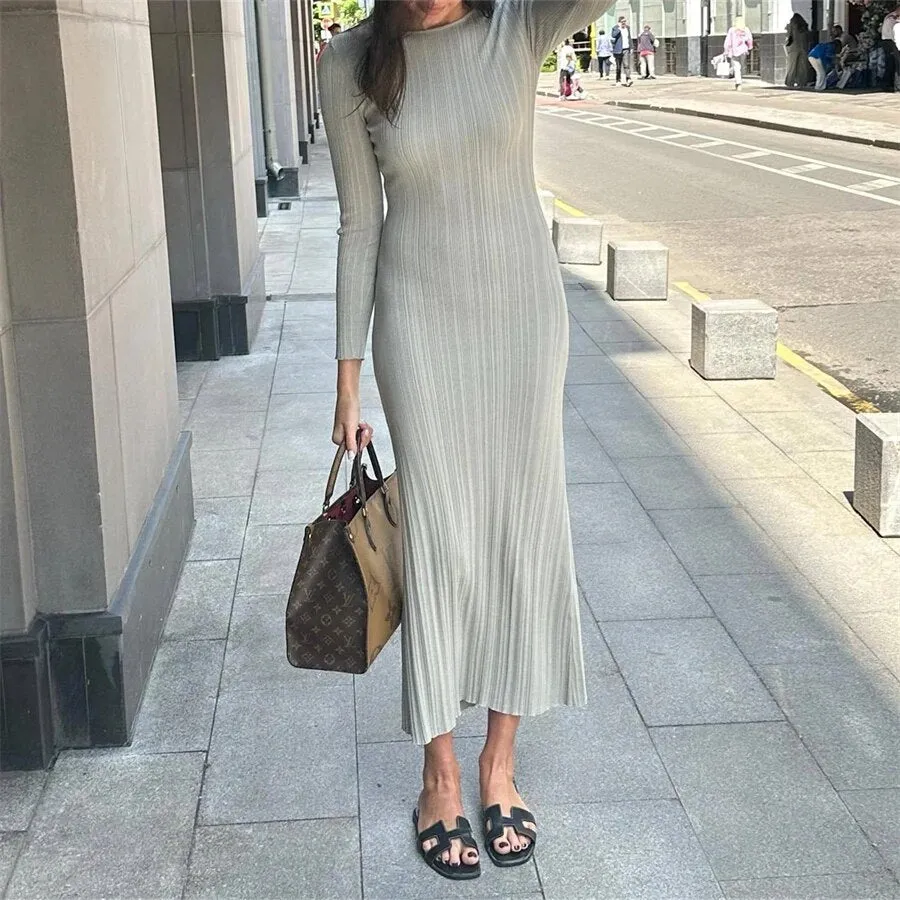 A&A Casual Knit Ribbed Body Maxi