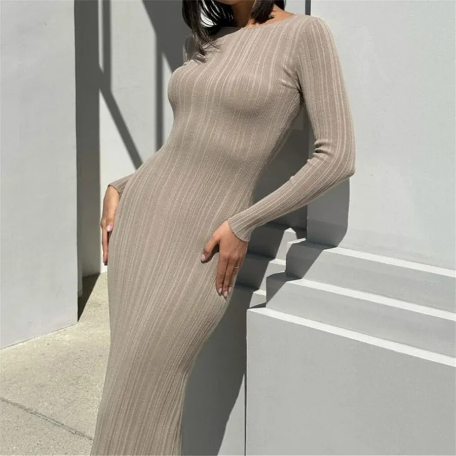 A&A Casual Knit Ribbed Body Maxi