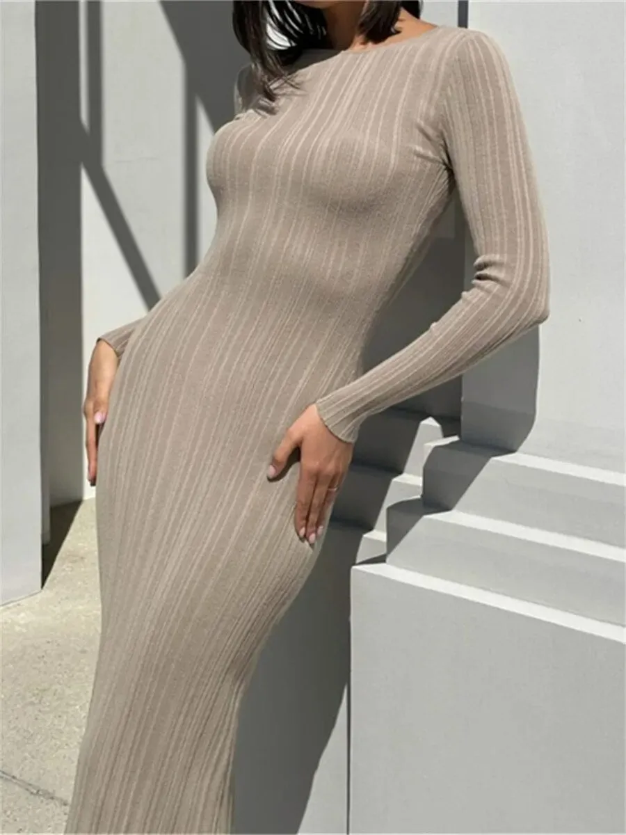 A&A Casual Knit Ribbed Body Maxi