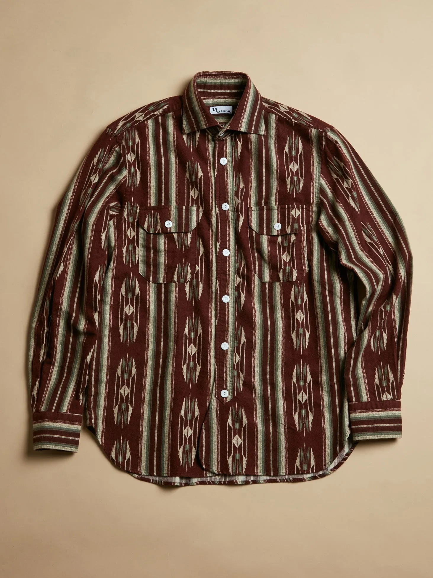 AANTERO NAVAJO BURGUNDY COTTON FLANNEL SHIRT