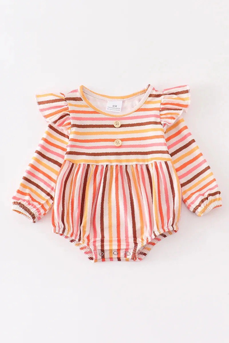 Abby & Evie Multicolored stripe print ruffle baby romper