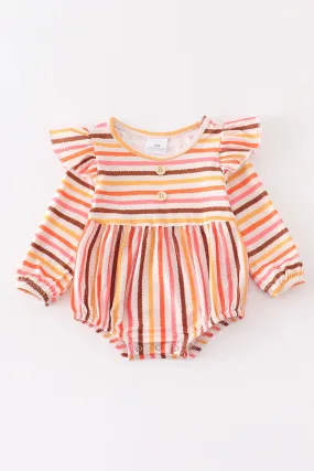 Abby & Evie Multicolored stripe print ruffle baby romper