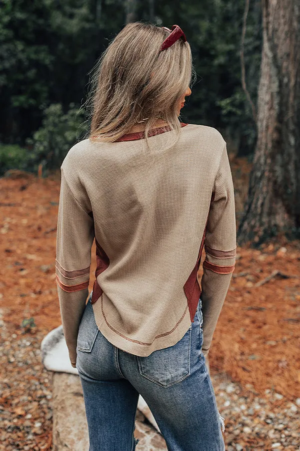 Adorable Vibes Henley Top In Beige