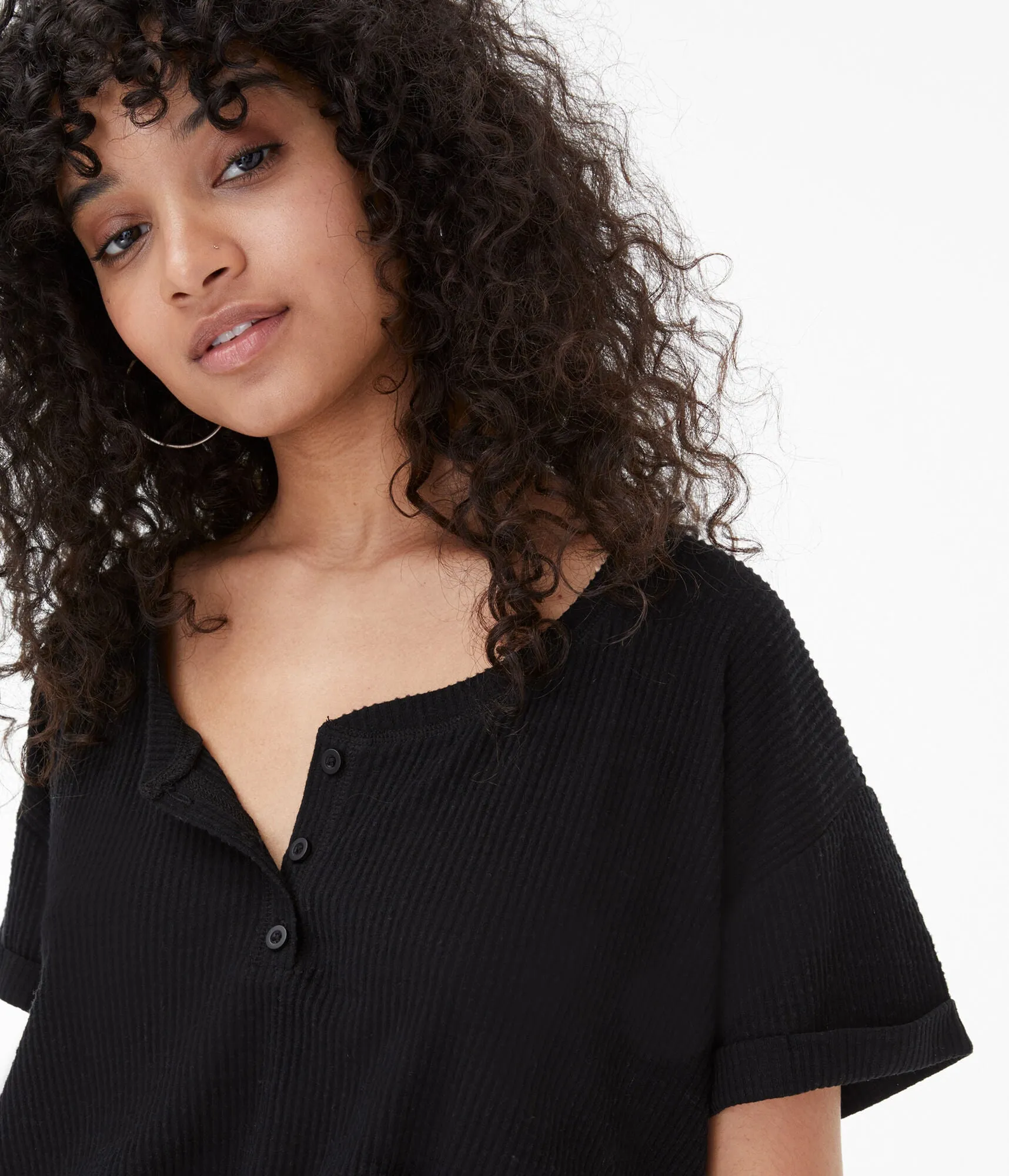 Aeropostale Air Softspun Henley Crop Top