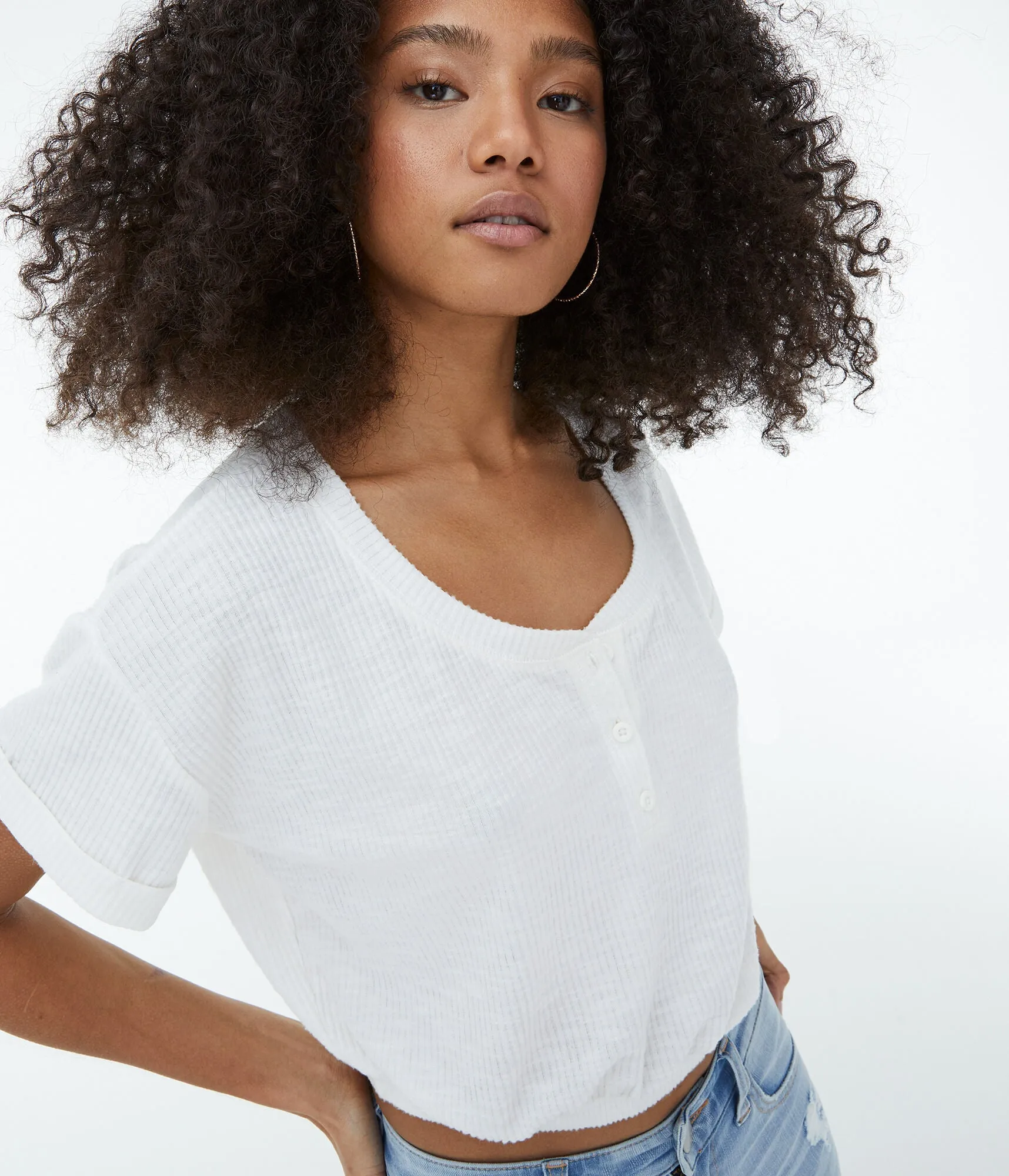 Aeropostale Air Softspun Henley Crop Top