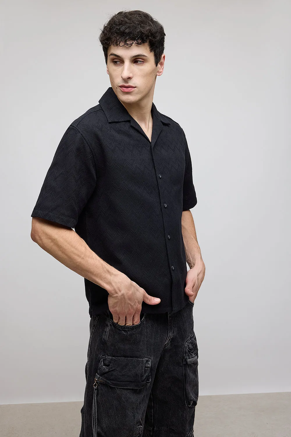 Angular Black Men's Shirt