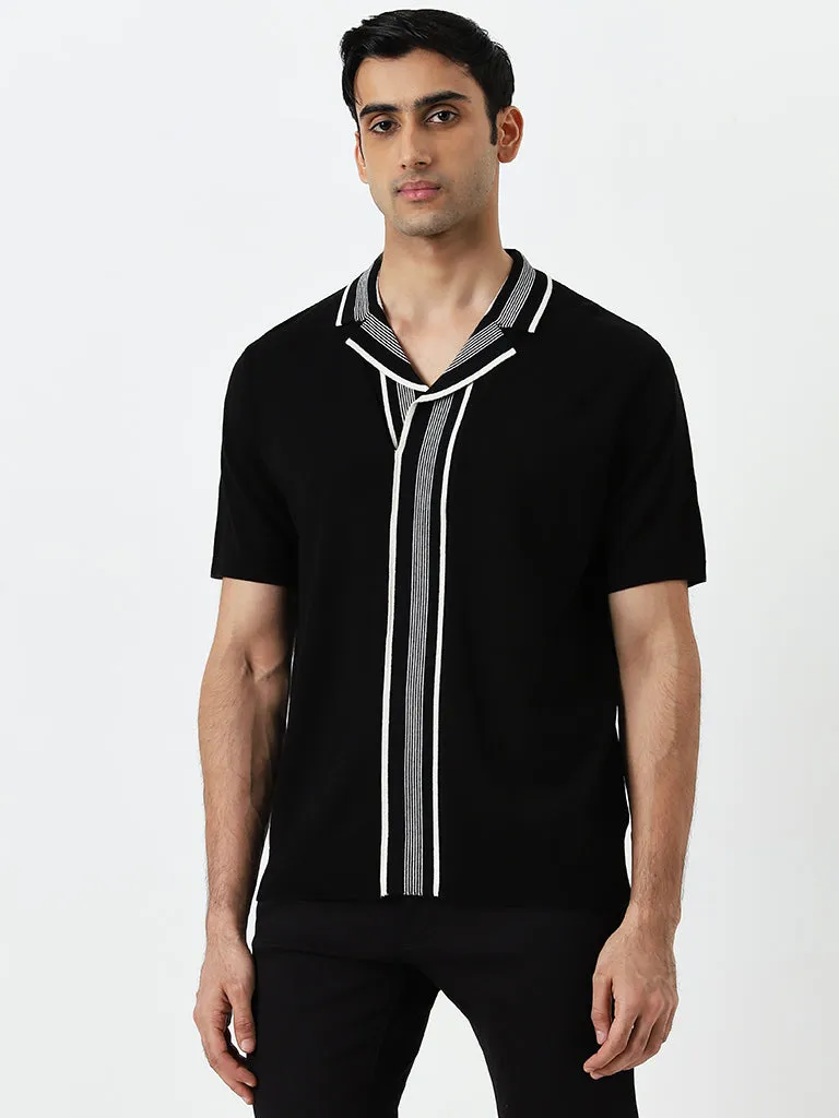 Ascot Black Striped Relaxed-Fit T-Shirt