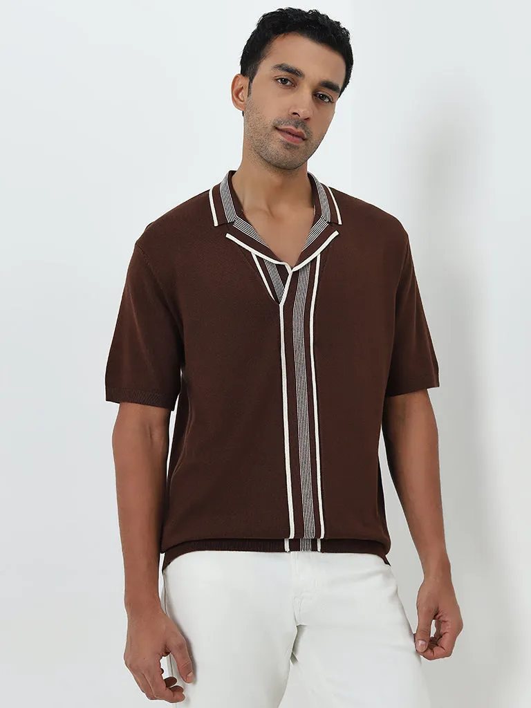 Ascot Brown Striped Relaxed-Fit T-Shirt