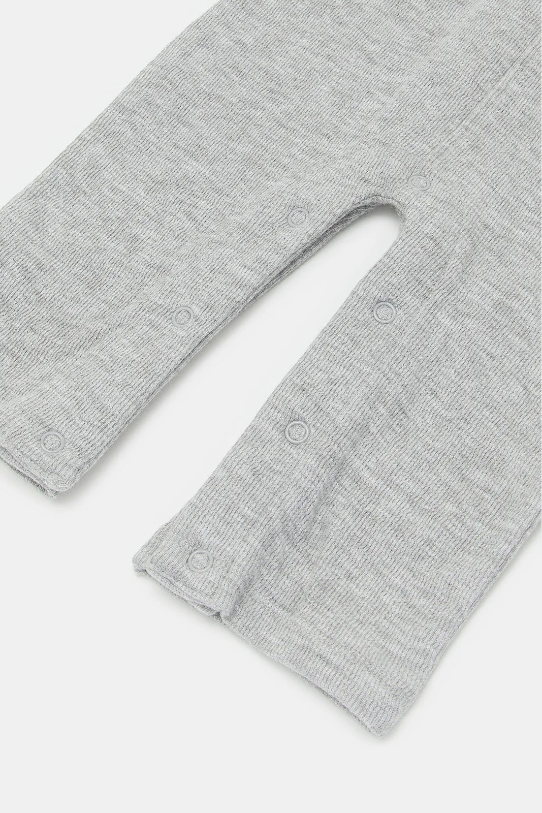 Babies Grey Jacquard Knit Dungaree Set (2 Piece)