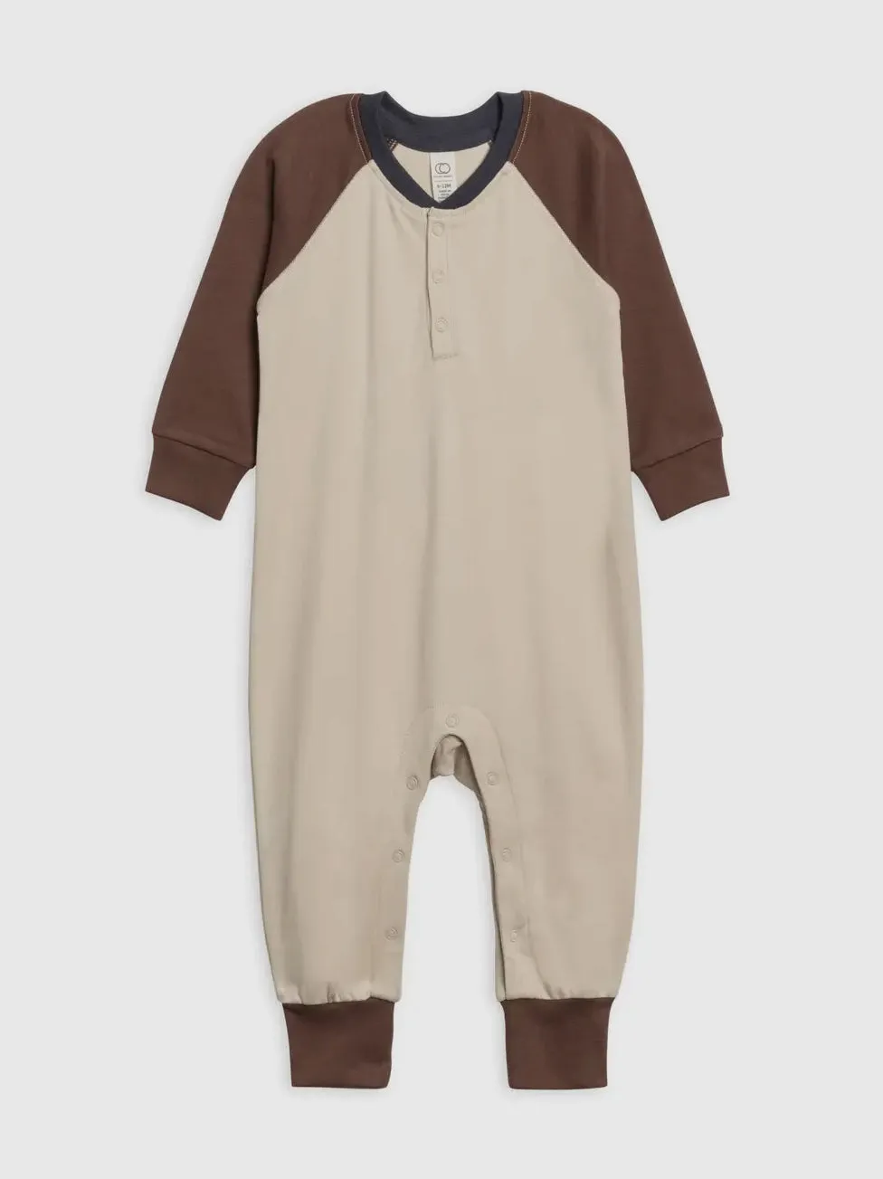 Baby Brix Henley Romper - Oat & Chestnut