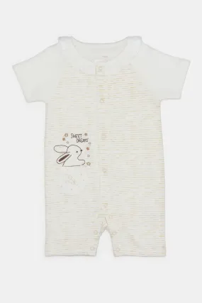 Baby Ecru Print T-Shirt And Dungaree Set (2 Piece)