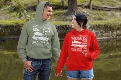 Bend Over and I'll Show You Christmas Couple Matching Hoodie