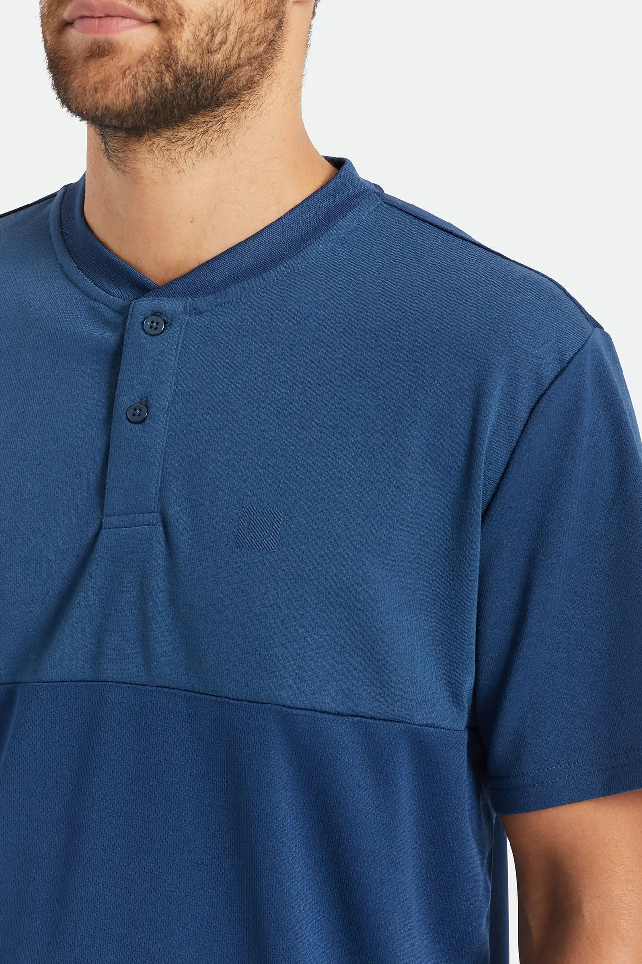 Beta Square Quick Dry S/S Henley Tee - Joe Blue