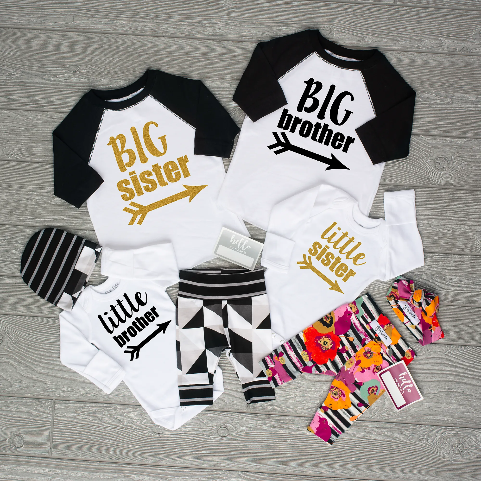 Big sister Raglan - black and gold