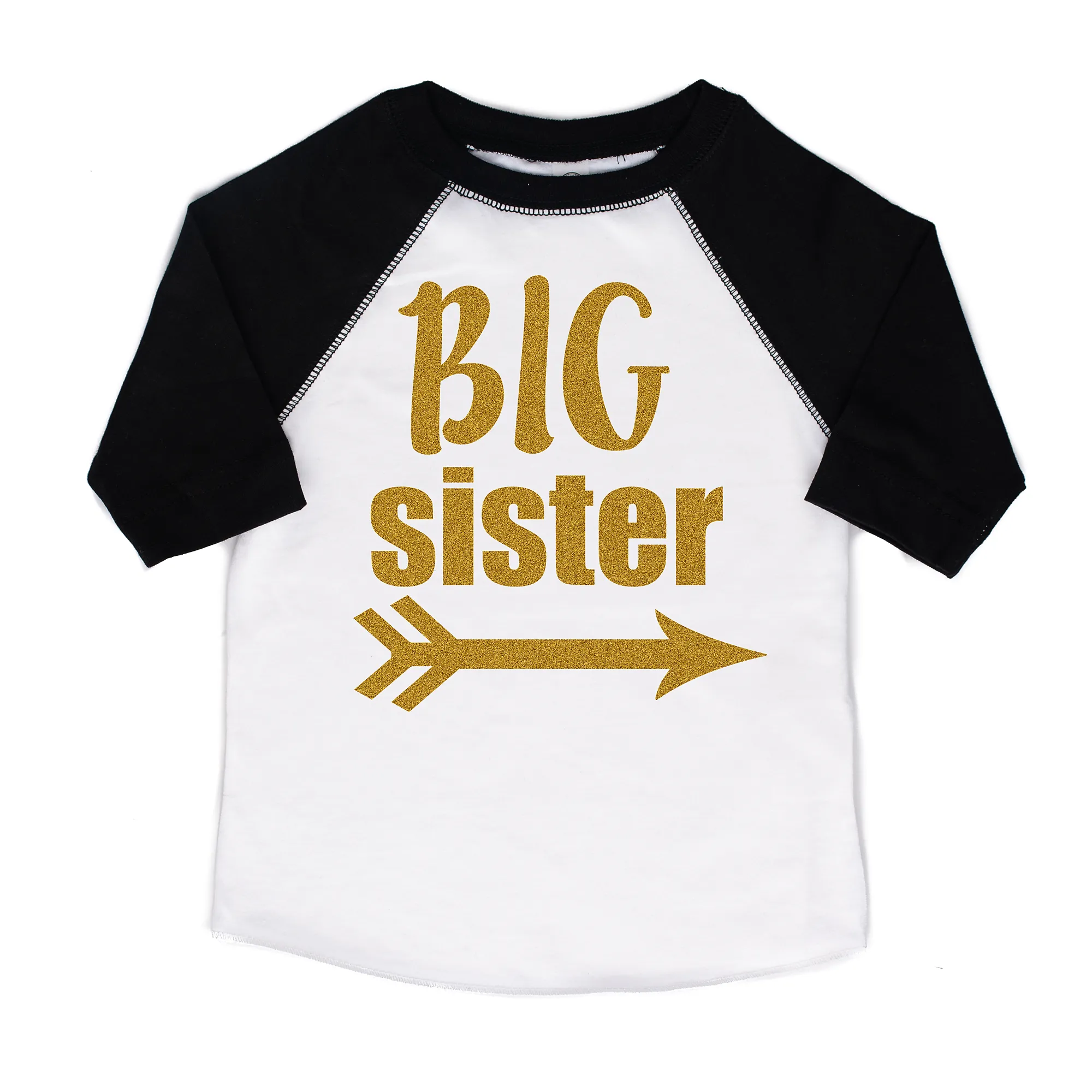 Big sister Raglan - black and gold