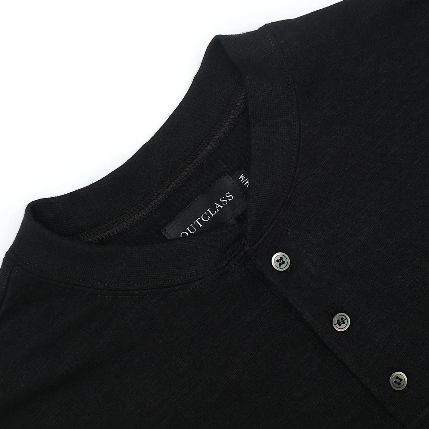 Black Double Slub L/S Henley