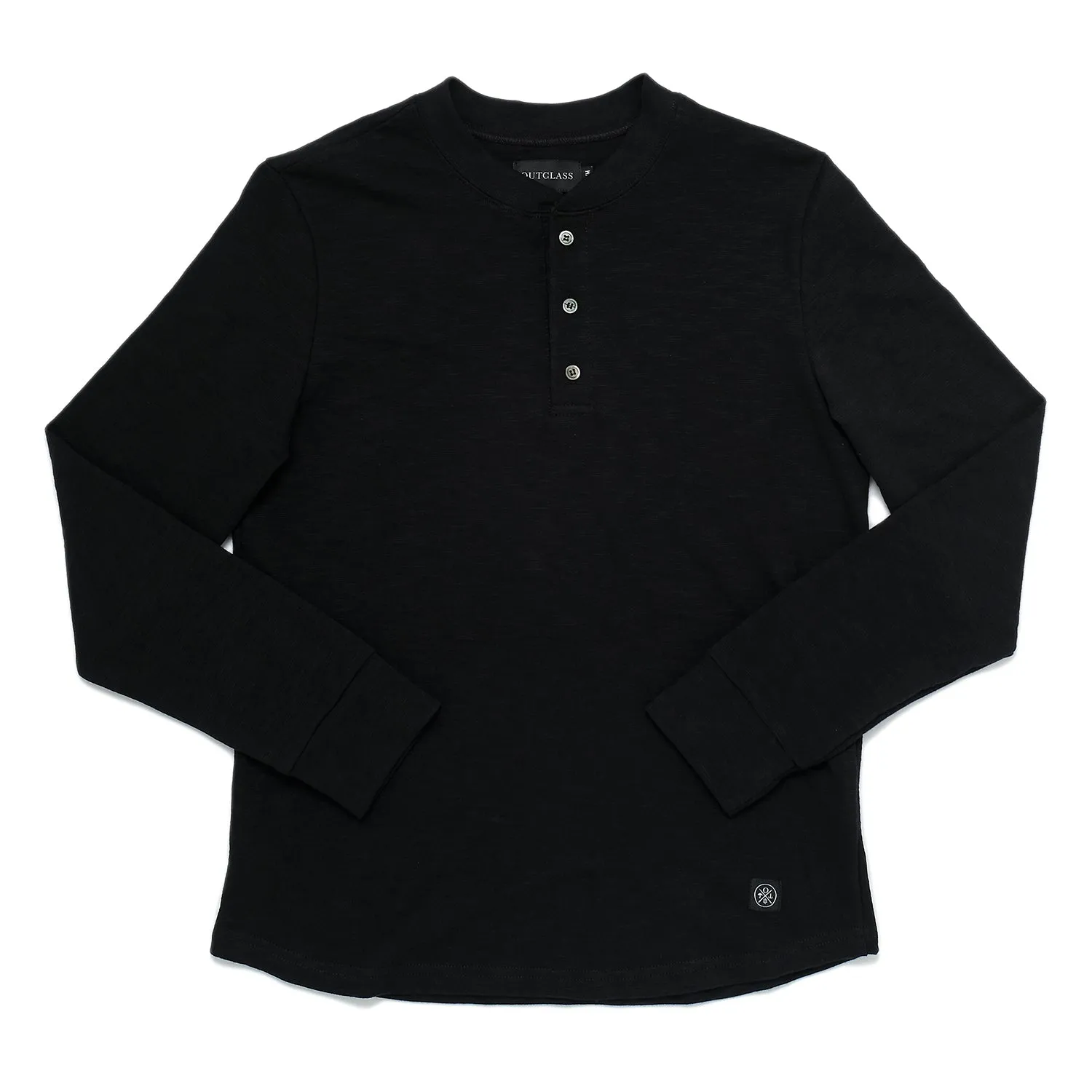 Black Double Slub L/S Henley