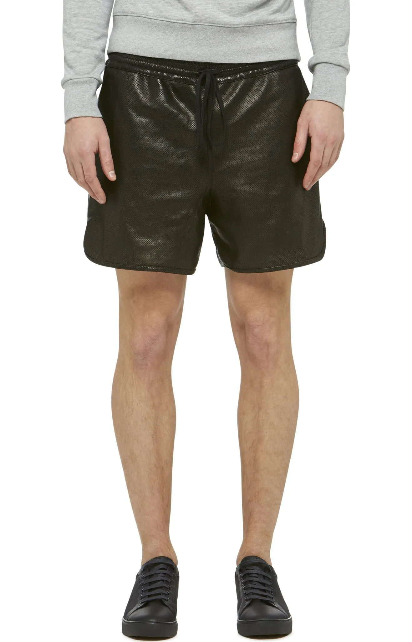 Black Leather Track Shorts