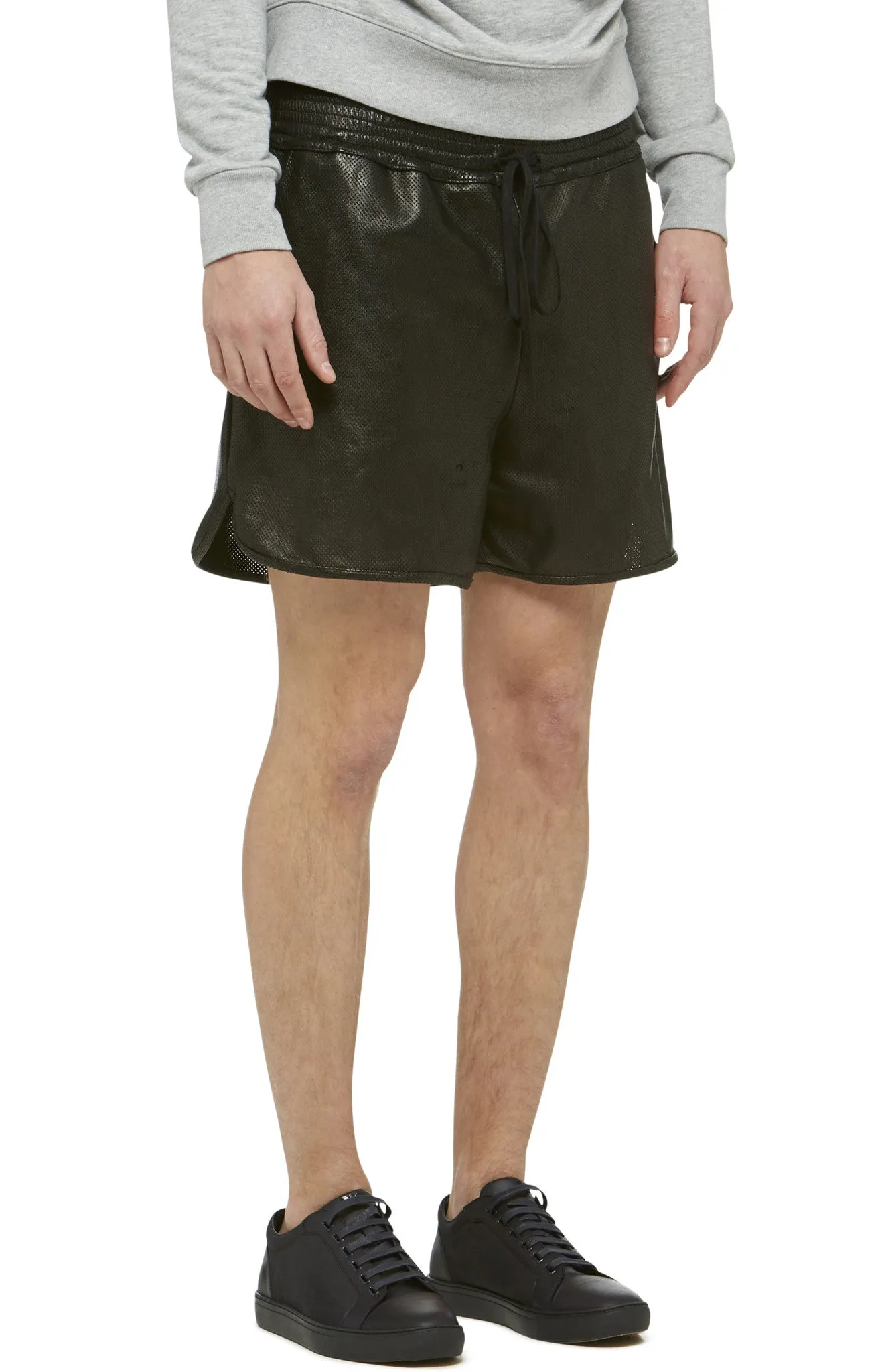 Black Leather Track Shorts