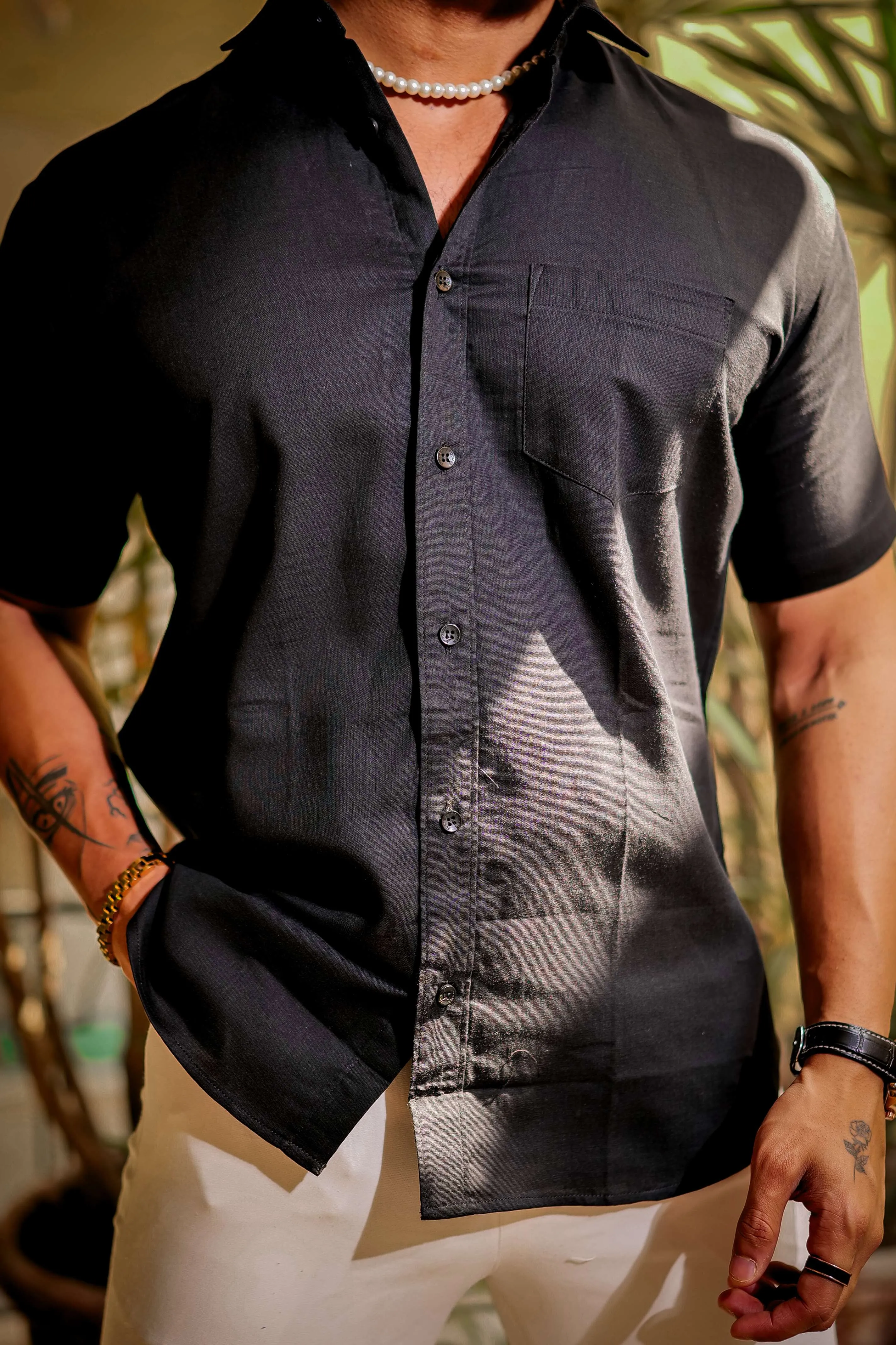 Black Luxury Formal linen Cotton Shirt For Men's