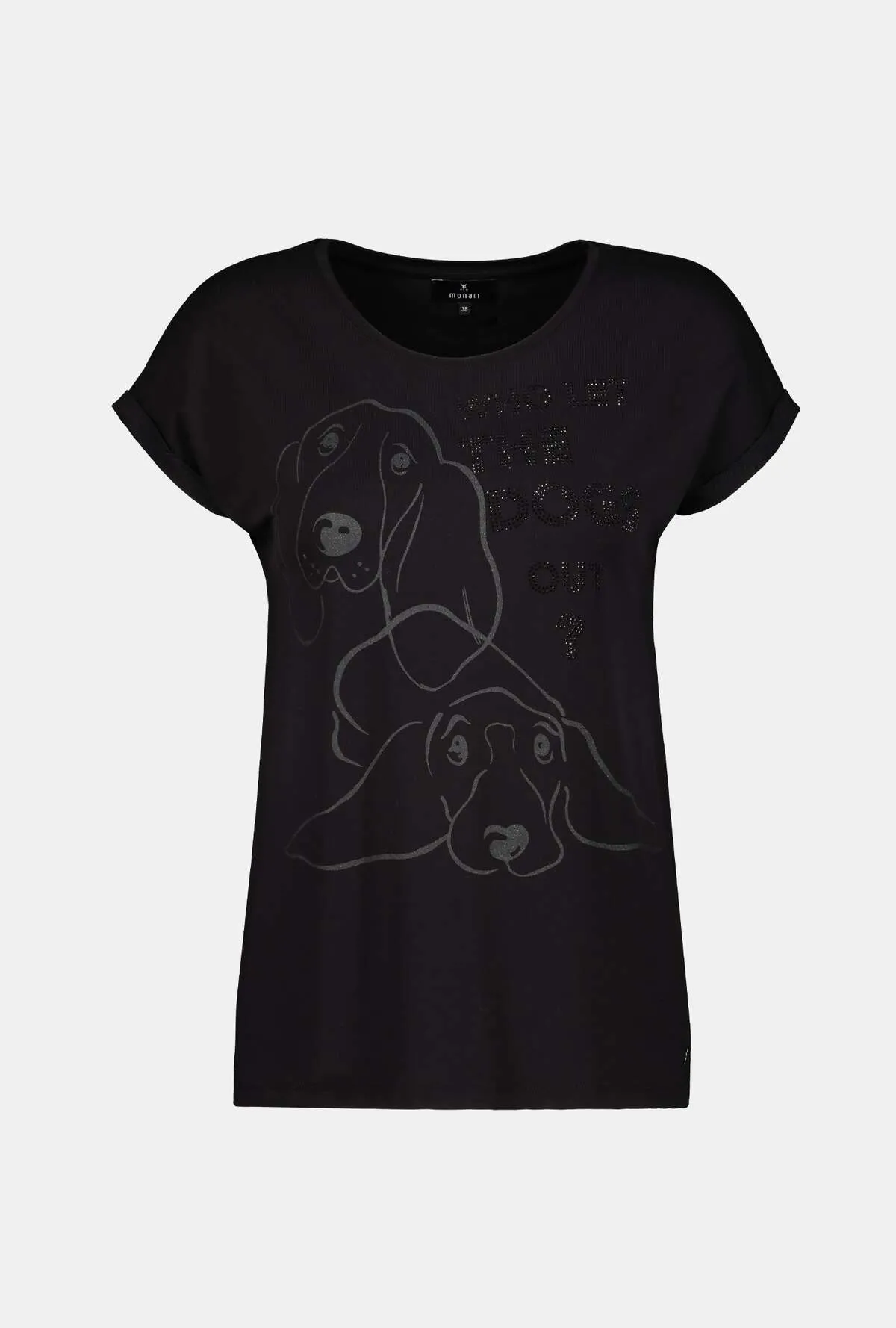 Black Rhinestone Dog Script Tee