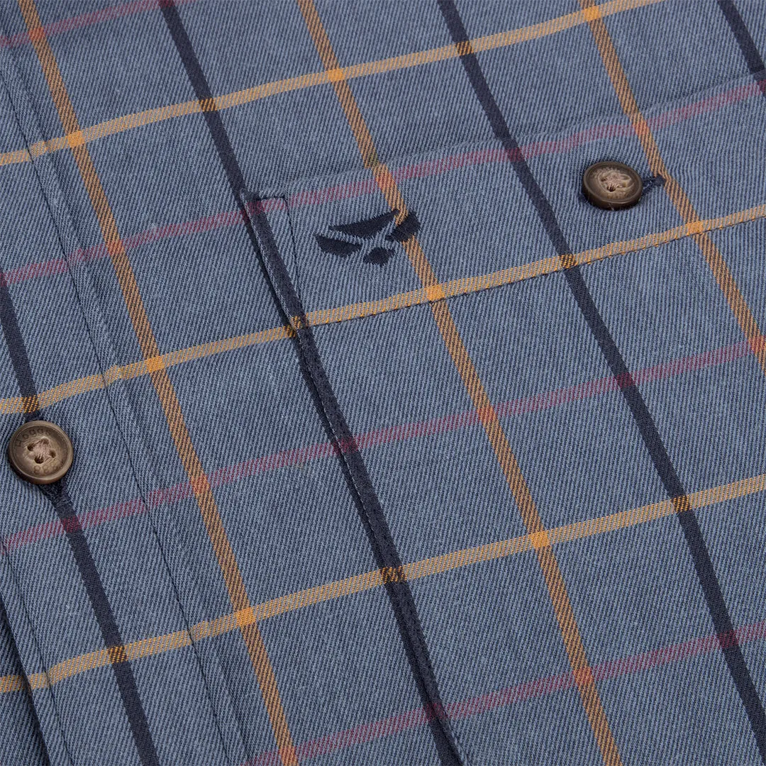 Blackthorn Micro-Fleece Lined Shirt Indigo Check by Hoggs of Fife