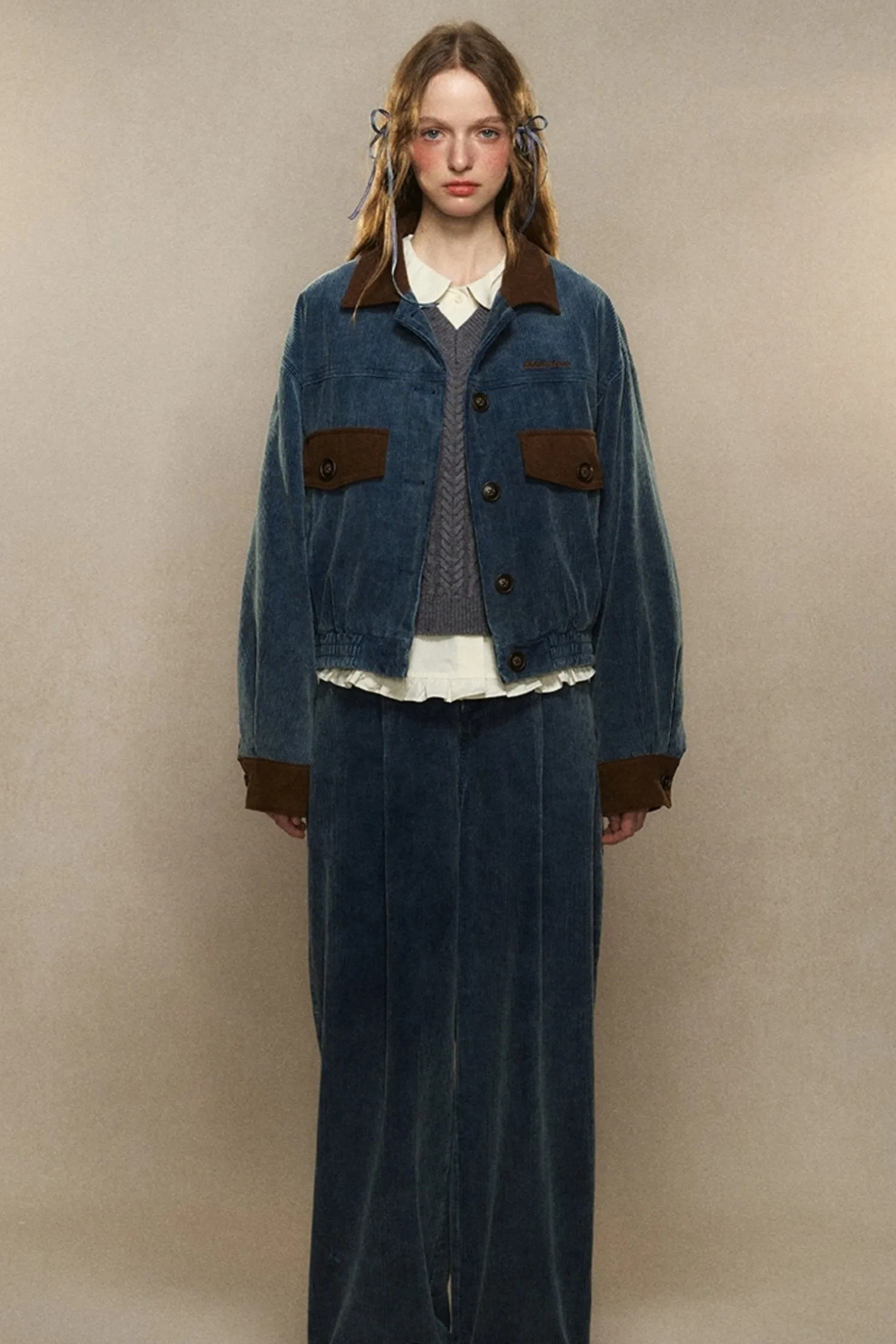 Blue Cotton Corduroy Set-Up