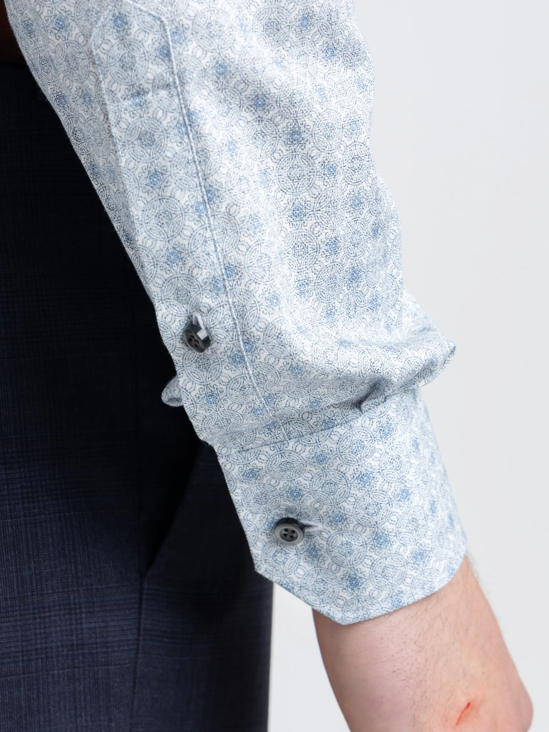 Blue Geometric Pattern Dress Shirt