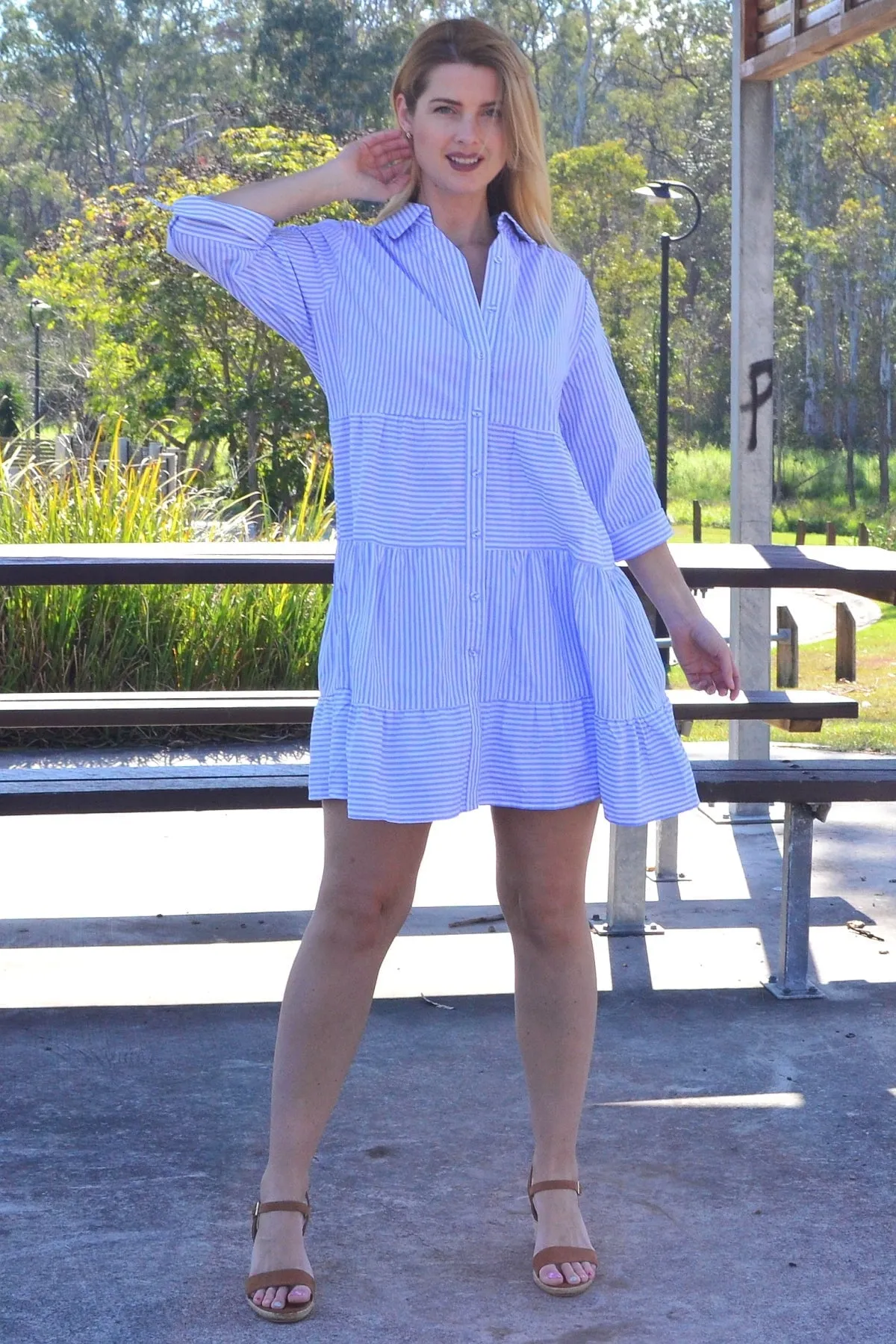 Blue White Striped Tunic Dress