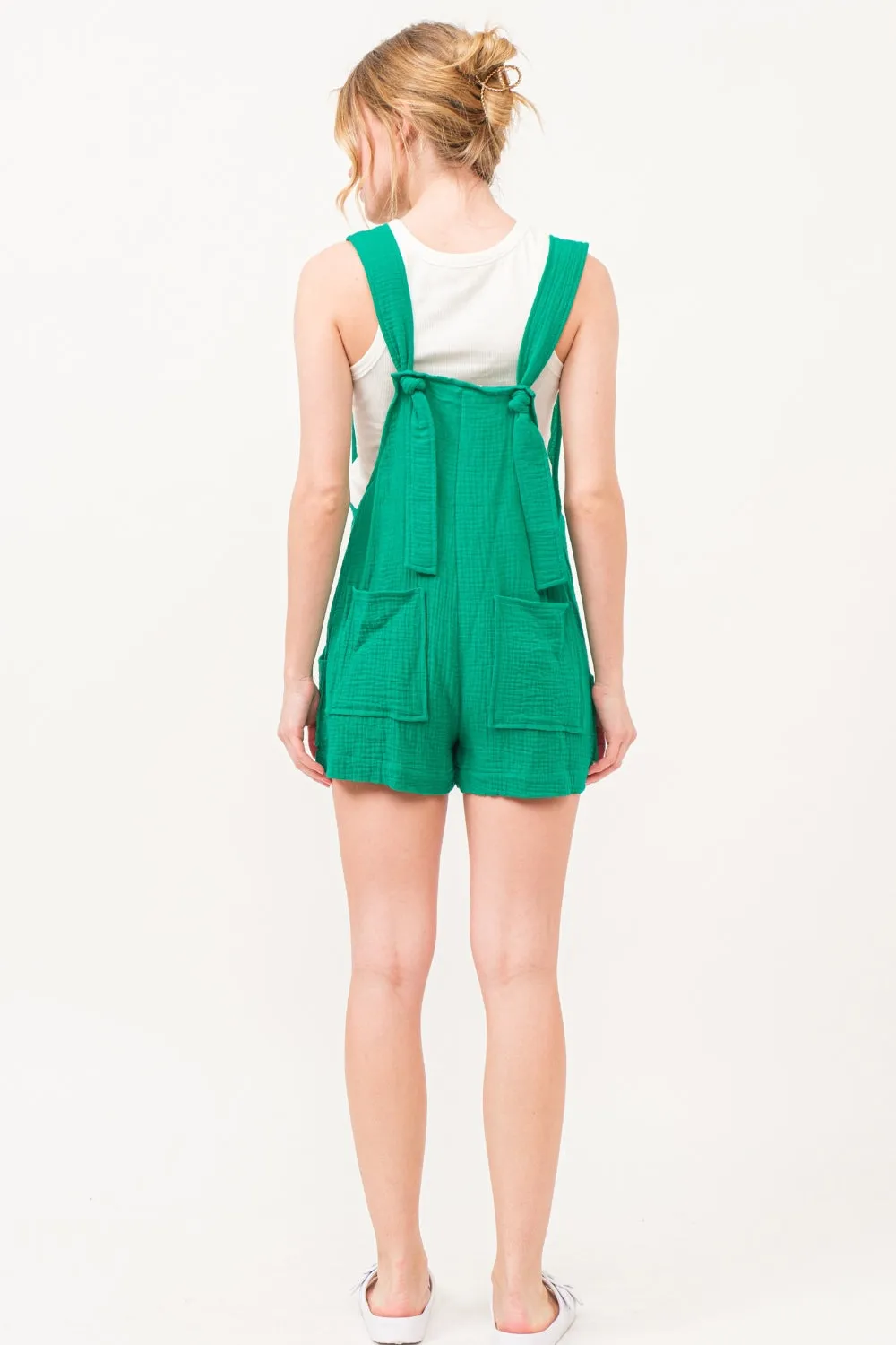 Blue Zone Planet |  And The Why Button Up Tie Back Sleeveless Romper