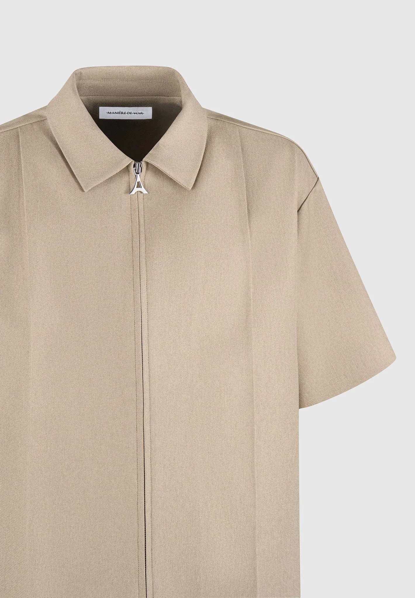 Boxy Shirt with Crease - Beige