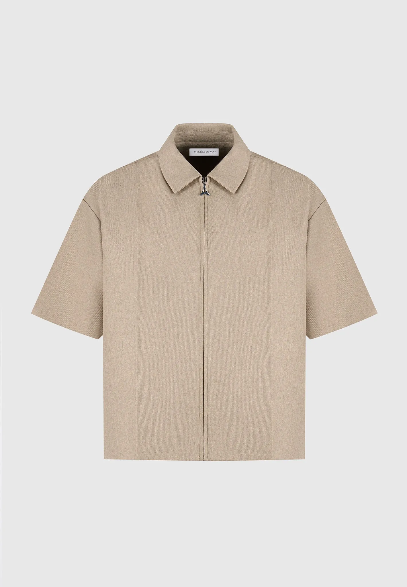 Boxy Shirt with Crease - Beige