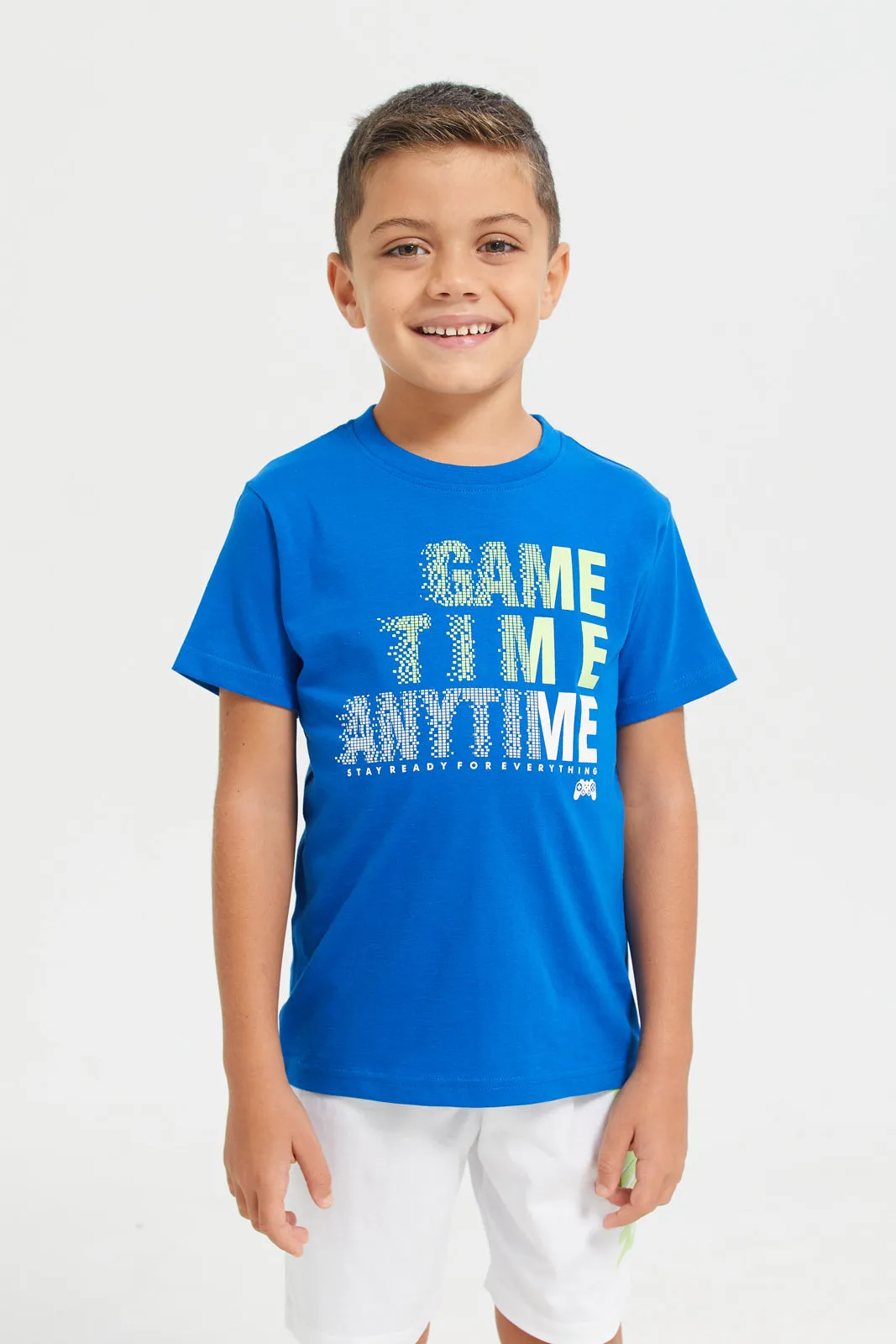 Boys Blue And White Game Time Pyjama Set (2 Piece)