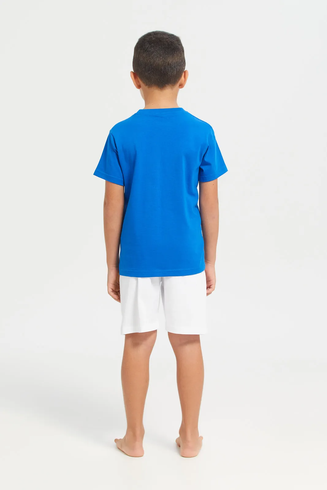 Boys Blue And White Game Time Pyjama Set (2 Piece)