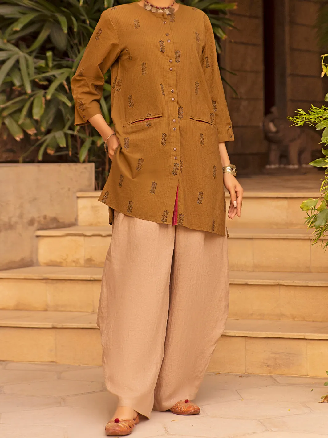 Brown Linen Tunic - ALCR-LK-1035