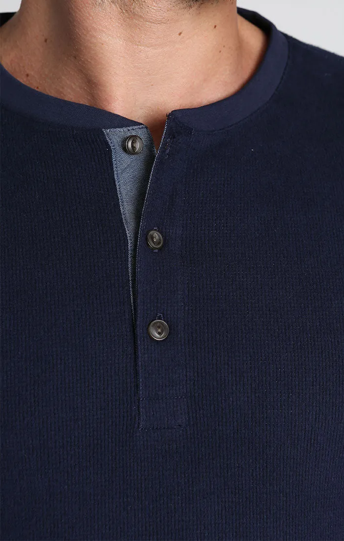 Brushed Waffle Fleece Henley