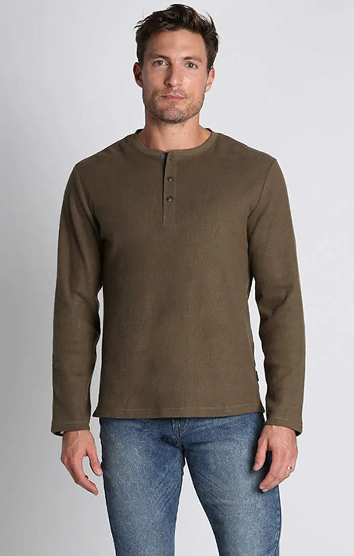 Brushed Waffle Fleece Henley