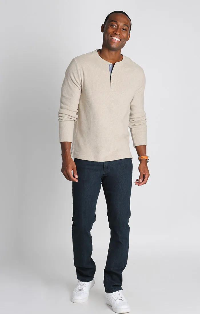 Brushed Waffle Fleece Henley