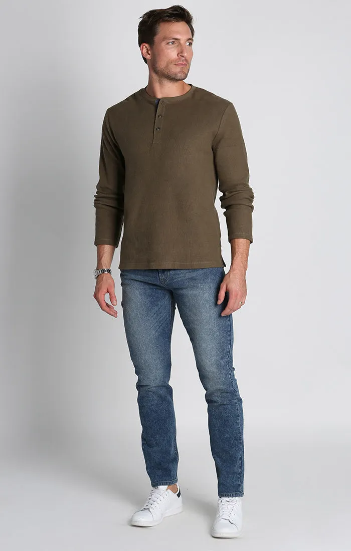 Brushed Waffle Fleece Henley