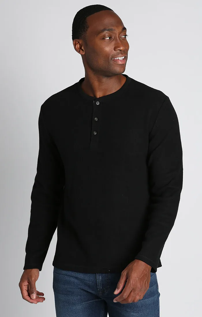 Brushed Waffle Fleece Henley