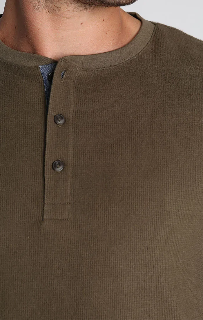 Brushed Waffle Fleece Henley