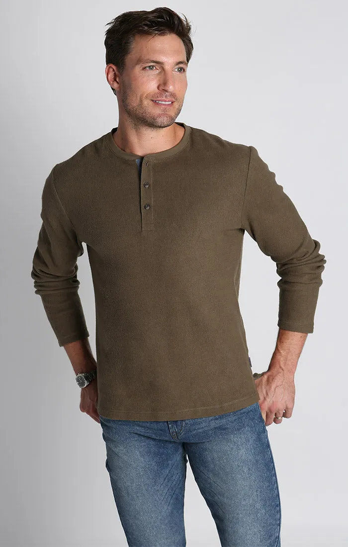 Brushed Waffle Fleece Henley