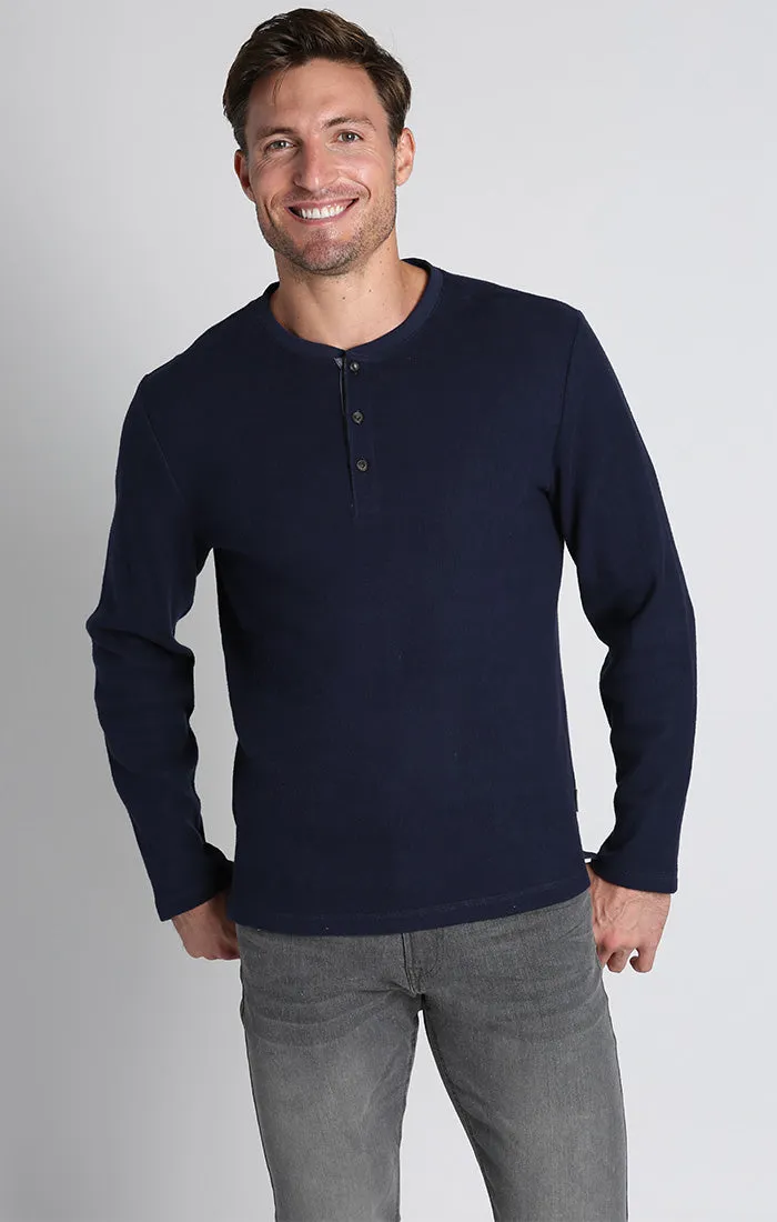 Brushed Waffle Fleece Henley