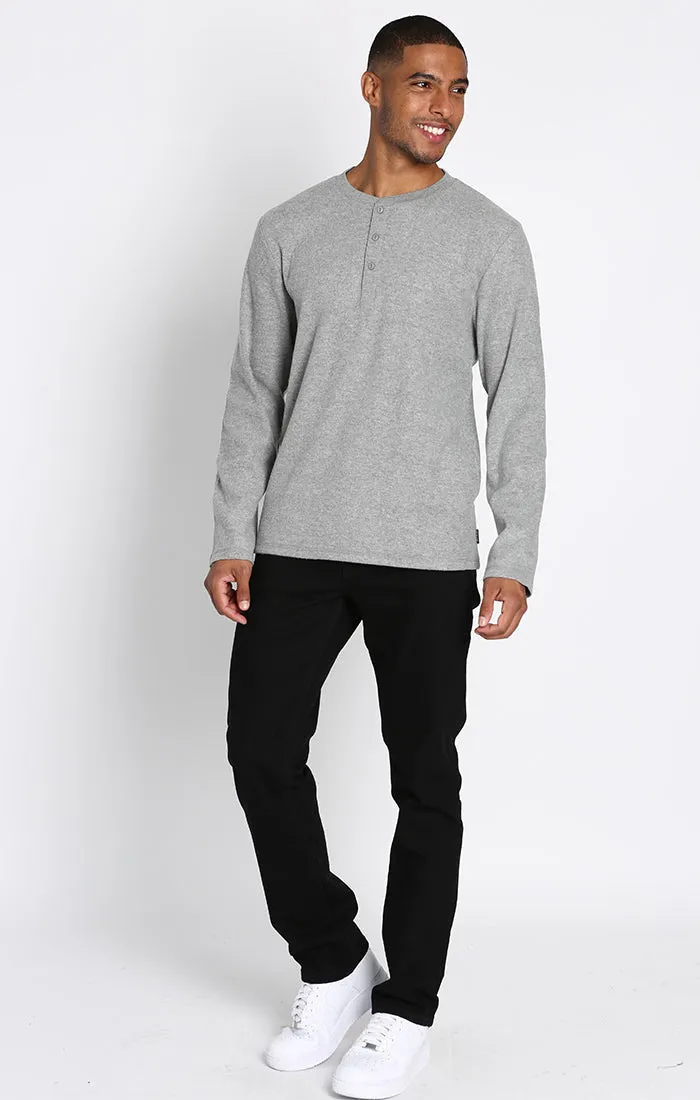 Brushed Waffle Long Sleeve Henley