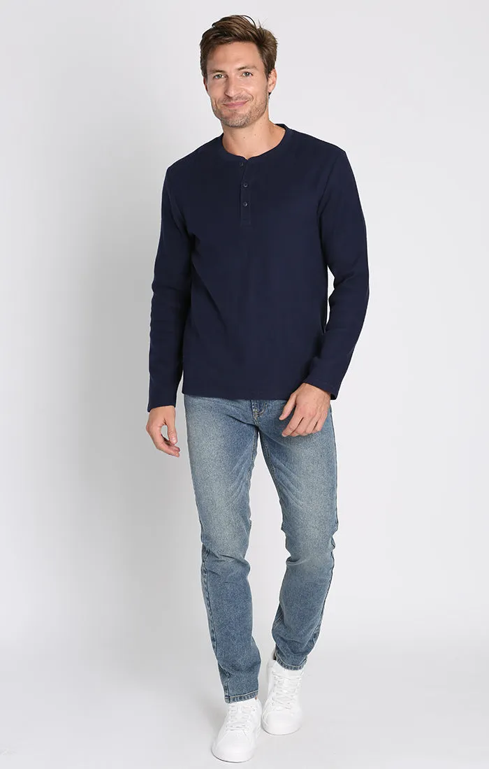 Brushed Waffle Long Sleeve Henley